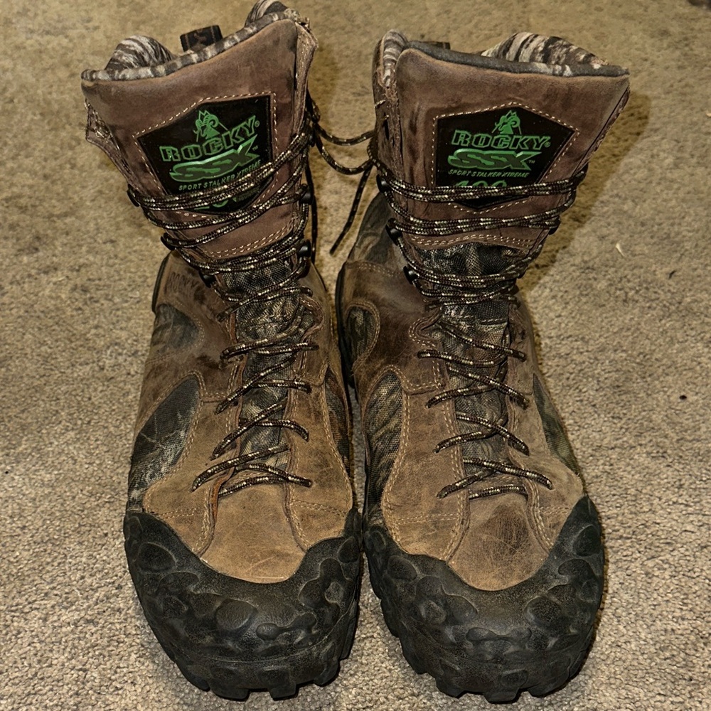 Rocky Mens Hunting Boots Waterproof Insulated Camo Leather Brown 11 M